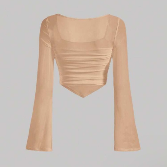 SHEIN Ruched Long Sleeve Crop Top - Picture 2 of 3